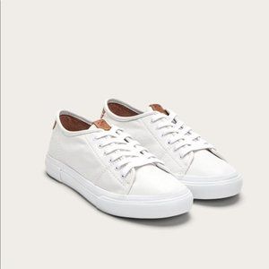 Frye Gia White Leather Lace Up Sneakers